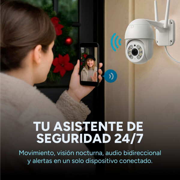 Cámara Seguridad WiFi 1080P Exterior Ip66 Inalambrica Noche Color Blanco