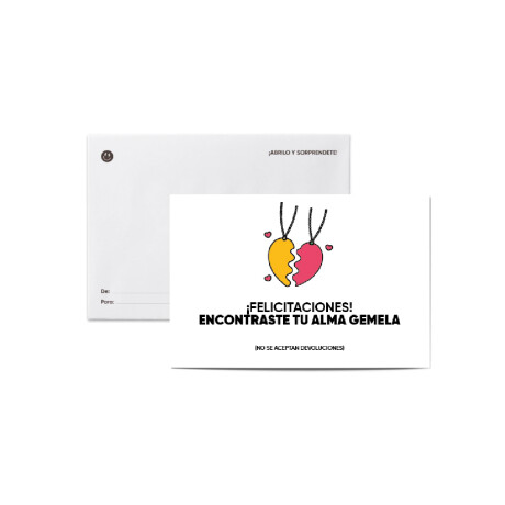 Tarjeta smile con sobre "Alma gemela" Sc