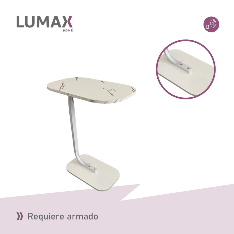 Mesa auxiliar Lumax de arrime MDF símil mármol para living Mesa auxiliar Lumax de arrime MDF símil mármol para living