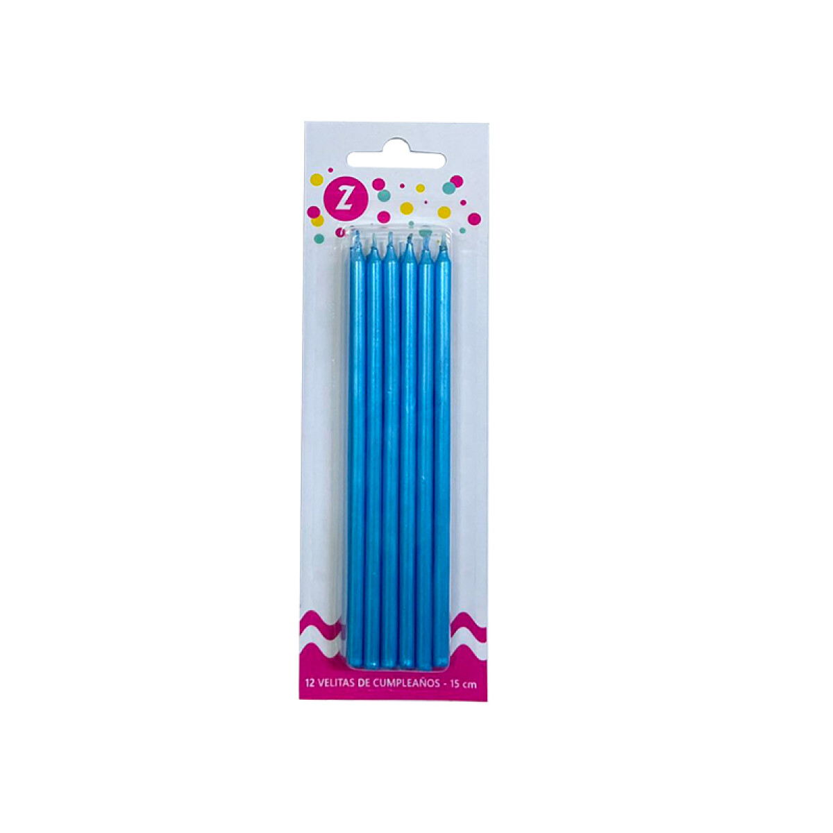 Velita 15 cm Celeste Perlado x12 