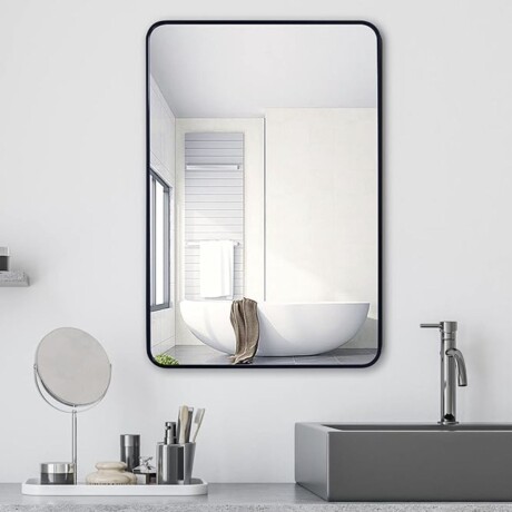 Espejo Vertical Lumax Suleban c/marco y luz 90x70cm Negro