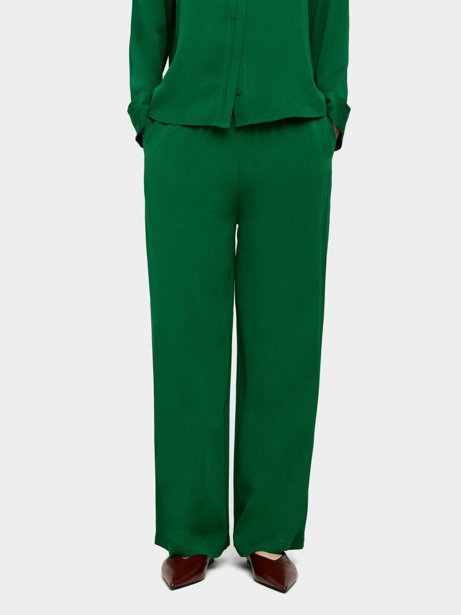 Pantalón Fluido Con Cintura Elástica verde