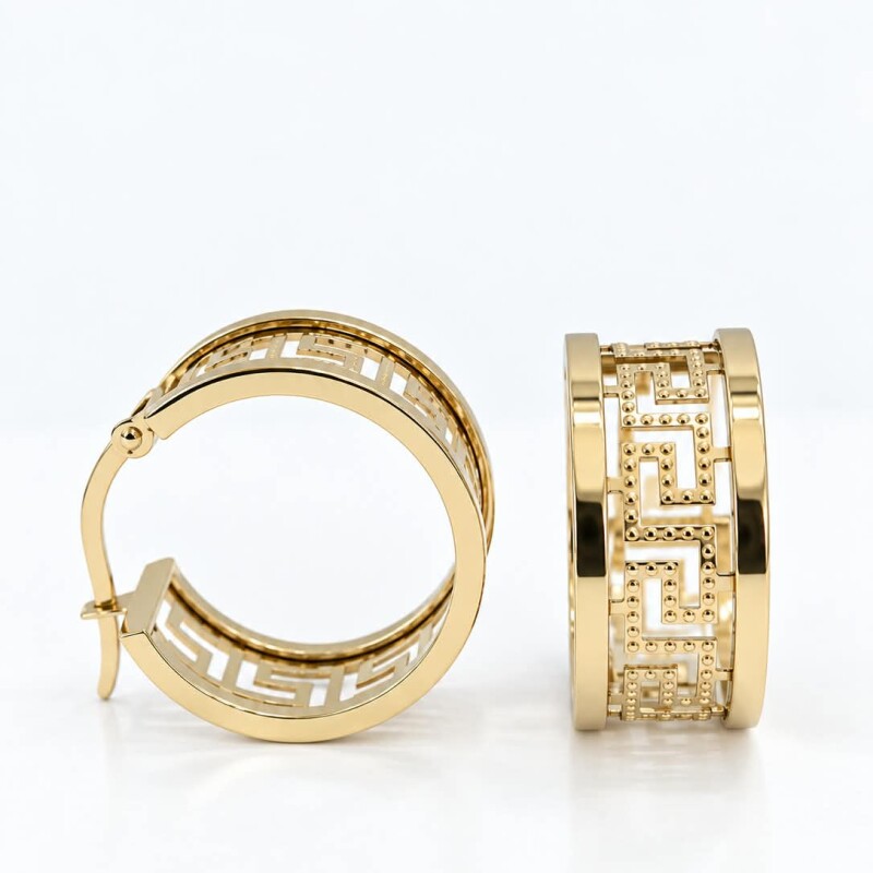 Aros con guarda griega Oro 18 Kt Aros con guarda griega Oro 18 Kt