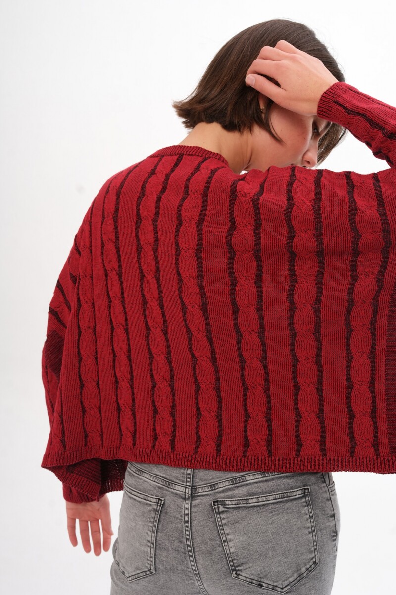 Sweater Oceano Crop Rojo/Negro