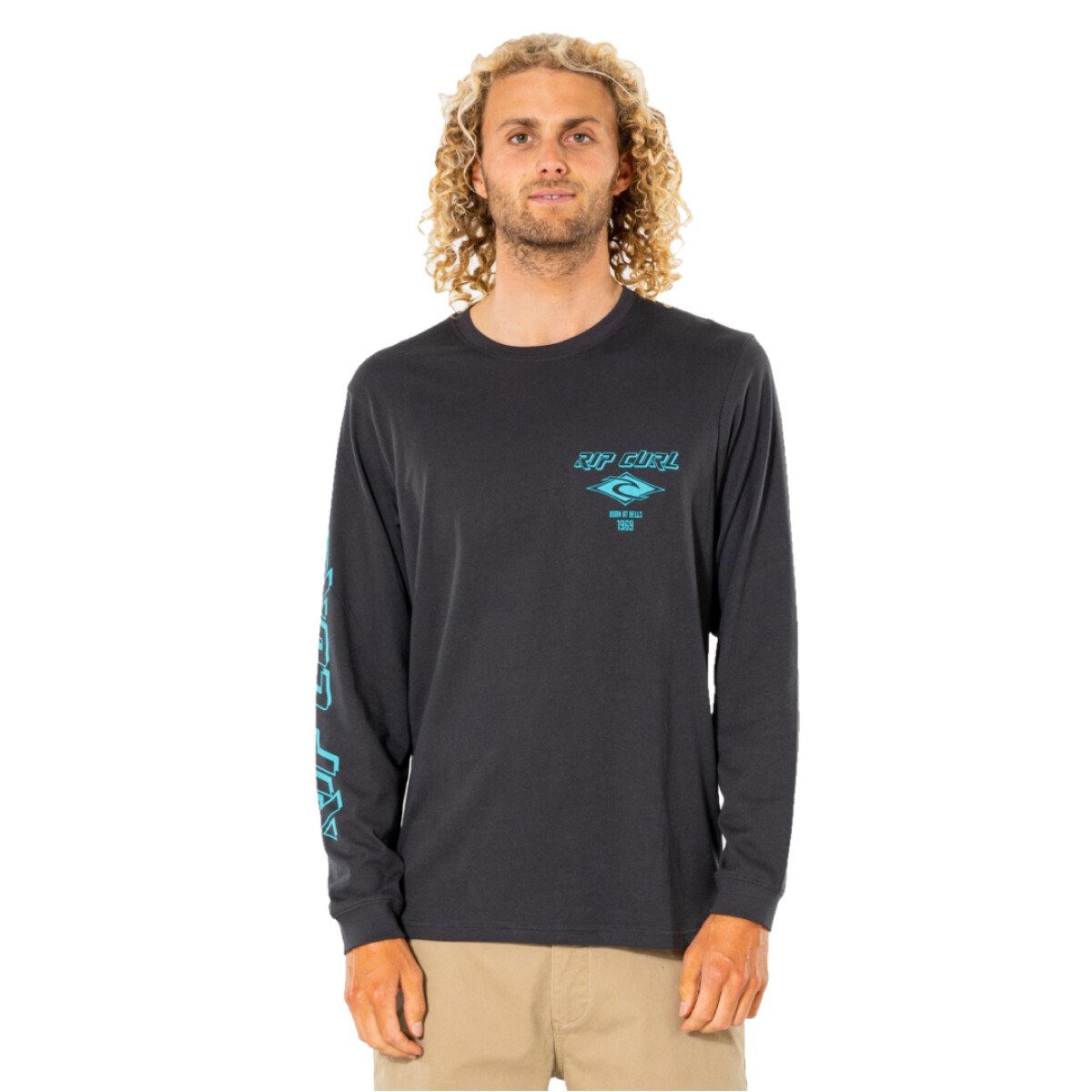 Remera ML Rip Curl FADE OUT ICON L/S TEE - Negro 