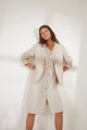 Blazer de lino con desflecado beige