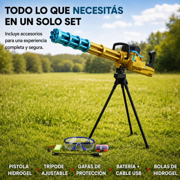 Ametralladora Automática Hidrogel + Trípode Recargable Color Amarillo