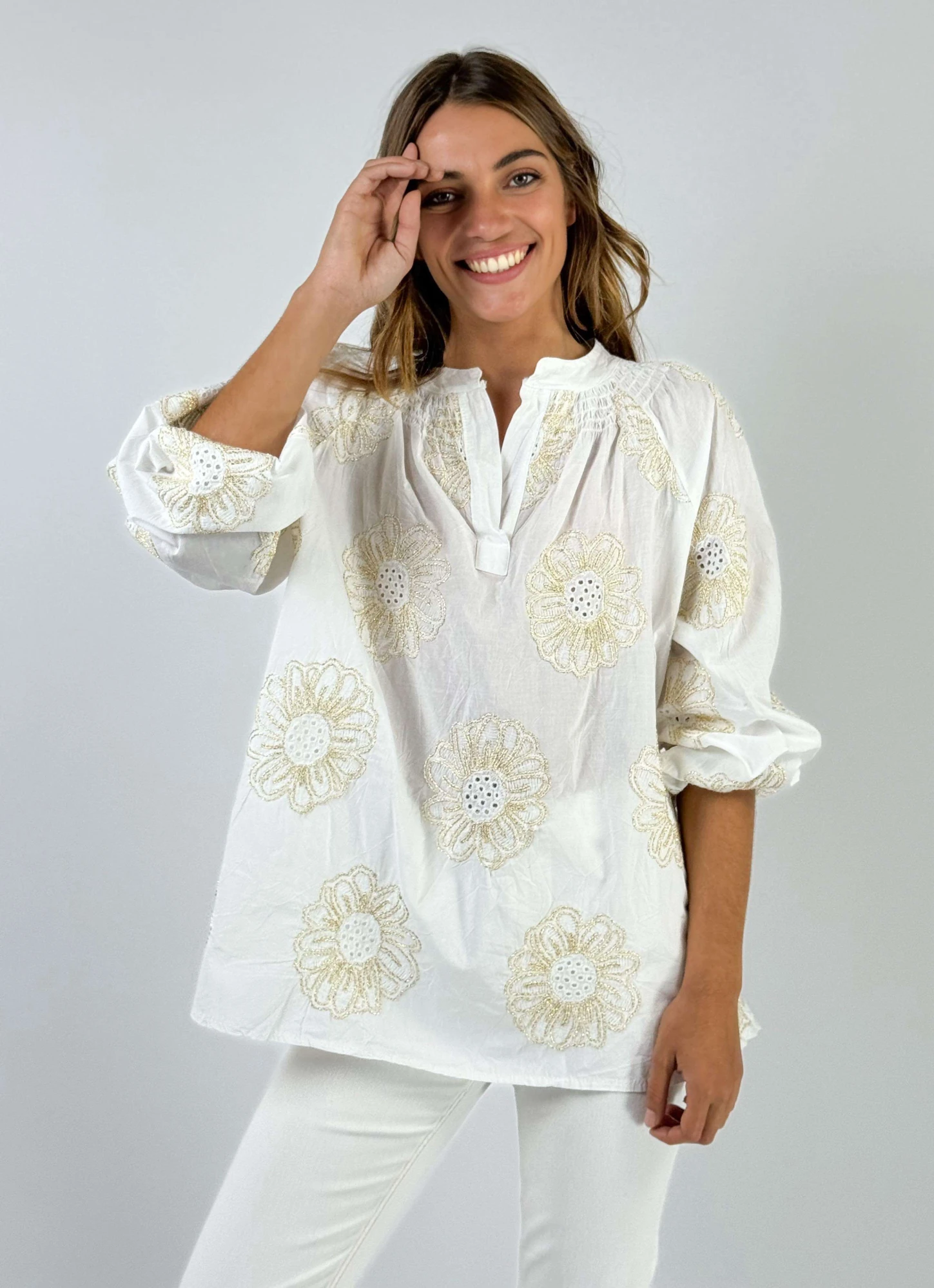 BLUSA FLOR blanco talle unico