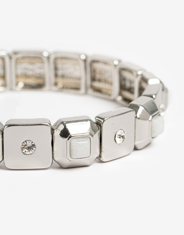 Pulseras Elásticas Metal Pulsera Elástica Esmaltada - Plateado Rodio