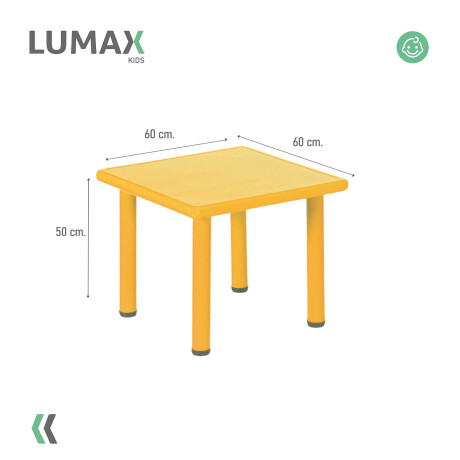 Mesa Cuadrada de Plástico y Metal para Niños 60x60cm Dorado