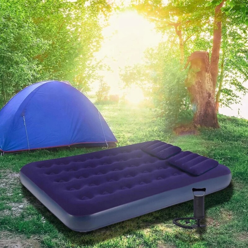 Colchón Inflable 2 Plazas + Inflador + 2 Almohadas Colchón Inflable 2 Plazas + Inflador + 2 Almohadas
