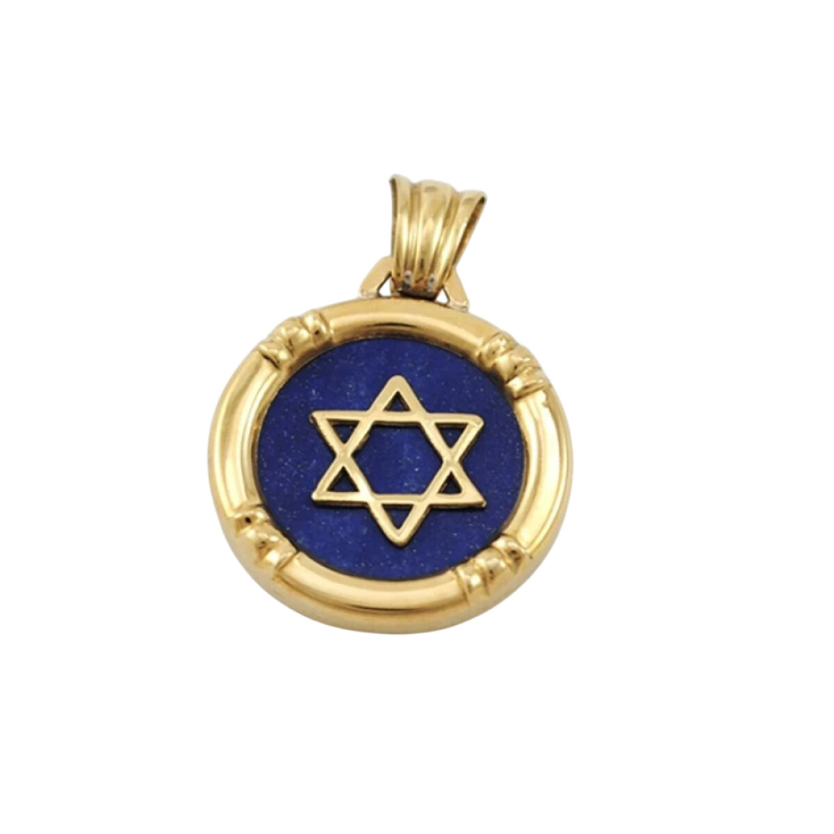 Medalla Estrella De David En Oro 18K Y Lapizlazuli 
