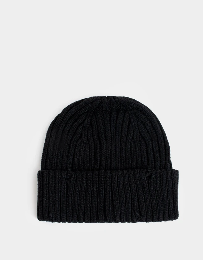 Gorro Clasico Gorro Tejido Efecto Rotura - Negro