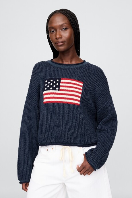 Buzo Algodón Bandera Usa Mujer Navy Uniform