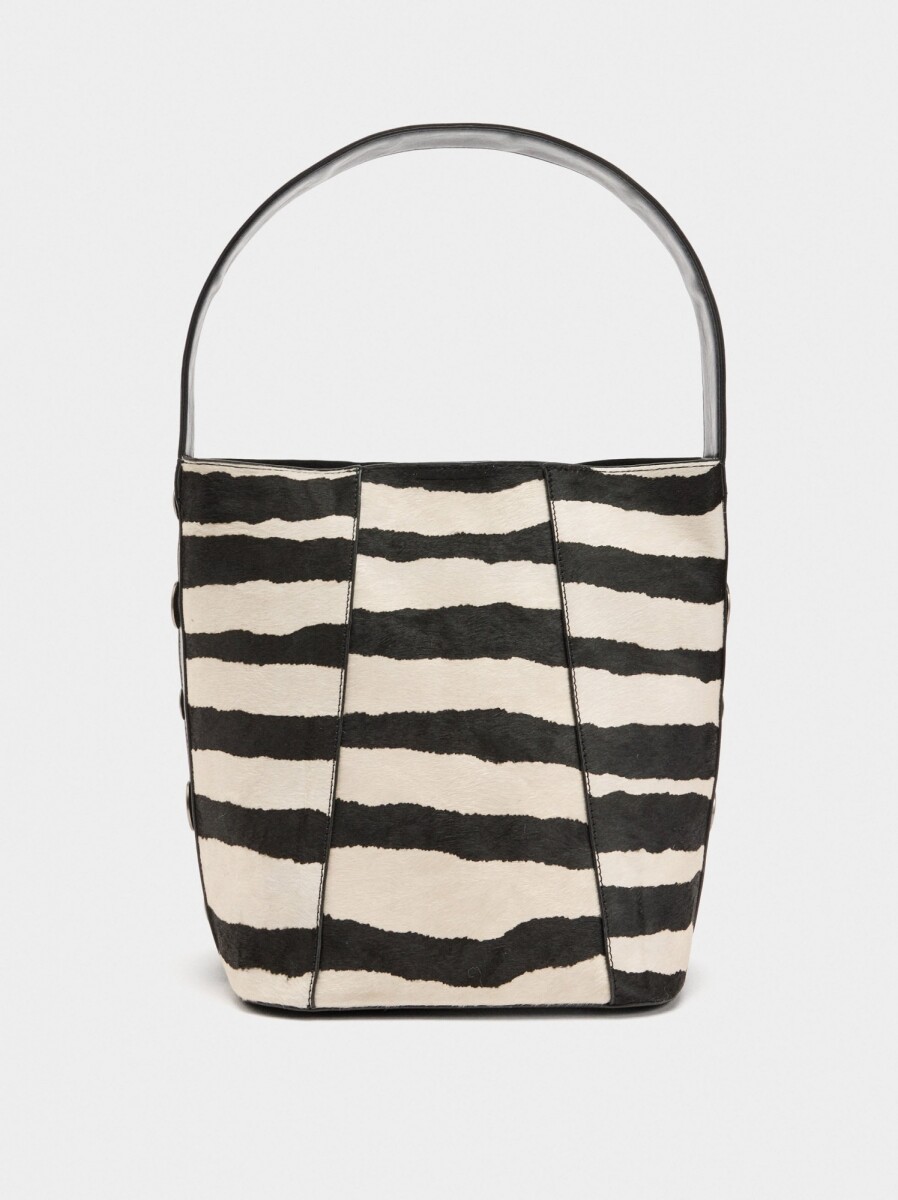 Bolso De Mano Con Detalles De Piel - negro 