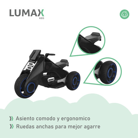 Moto futuro a batería infantil Lumax Grande con luces y musica Negro
