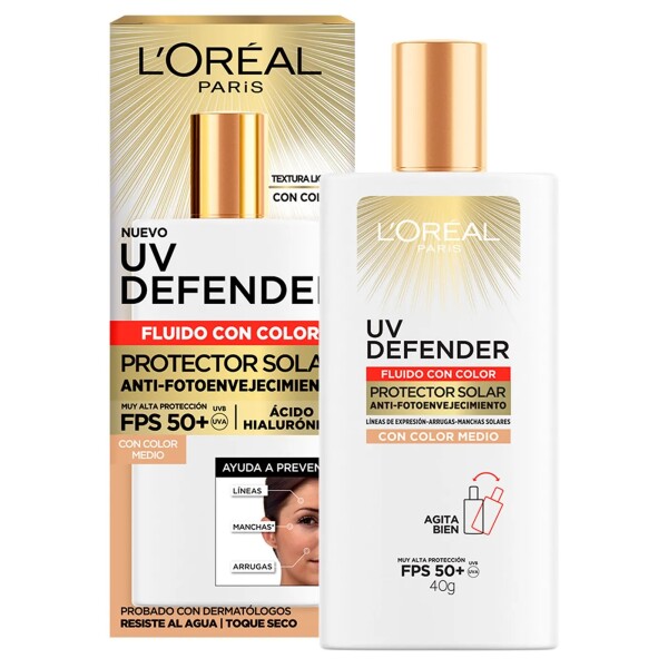 Protector Solar Facial con Color Medio FPS 50+ UV Defender Fluido 40 ml - L'Oréal Protector Solar Facial con Color Medio FPS 50+ UV Defender Fluido 40 ml - L'Oréal