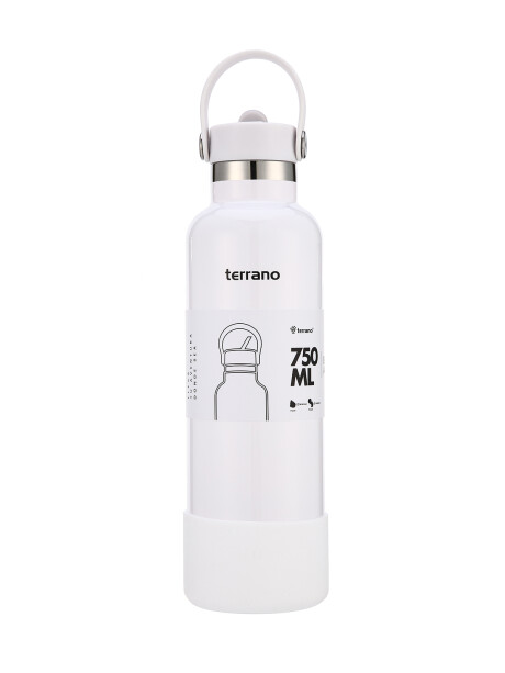 Botella Térmica con Pico 750mL. Blanco Metalizado