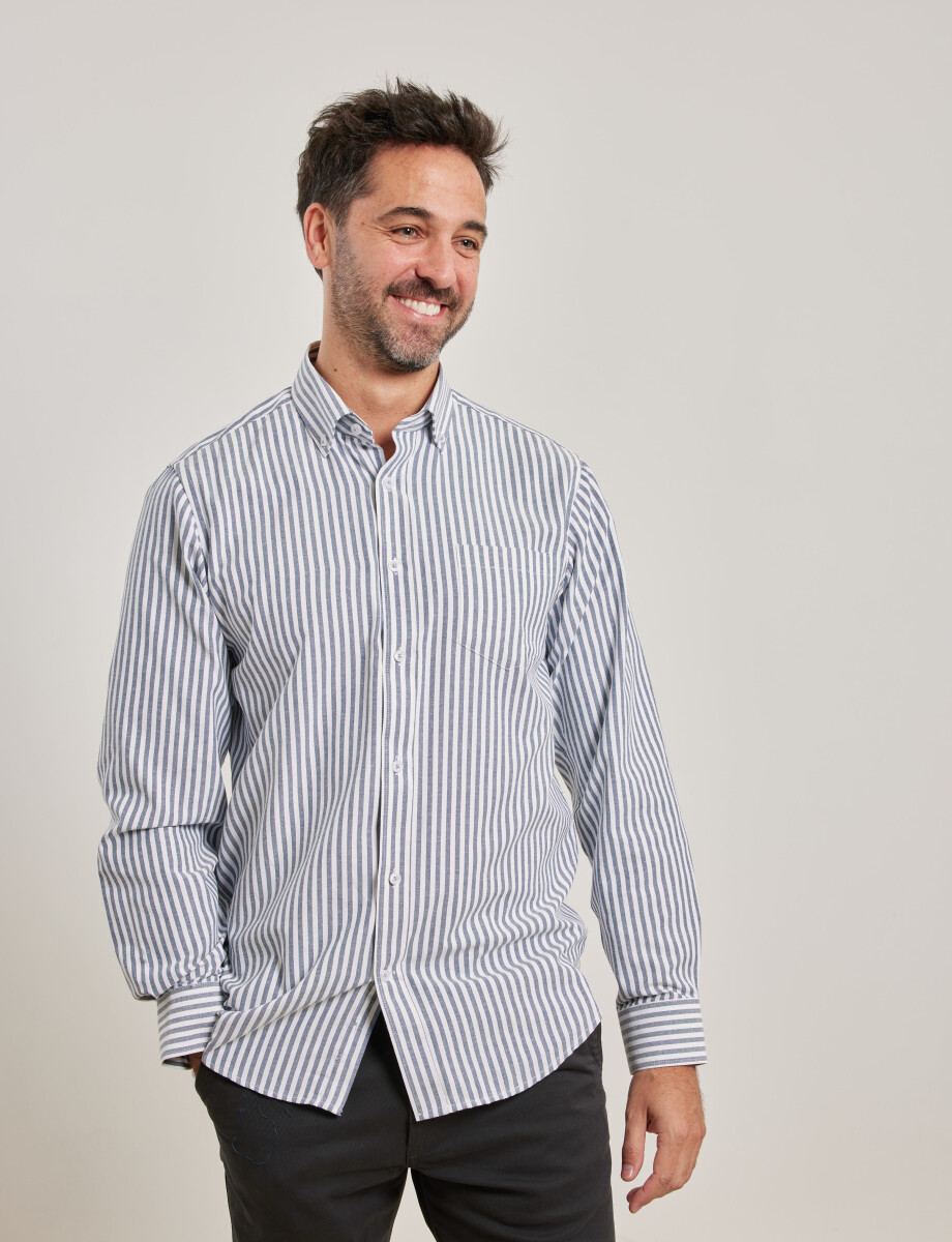 012561 CAMISA HARRINGTON LABEL Gris/blanco