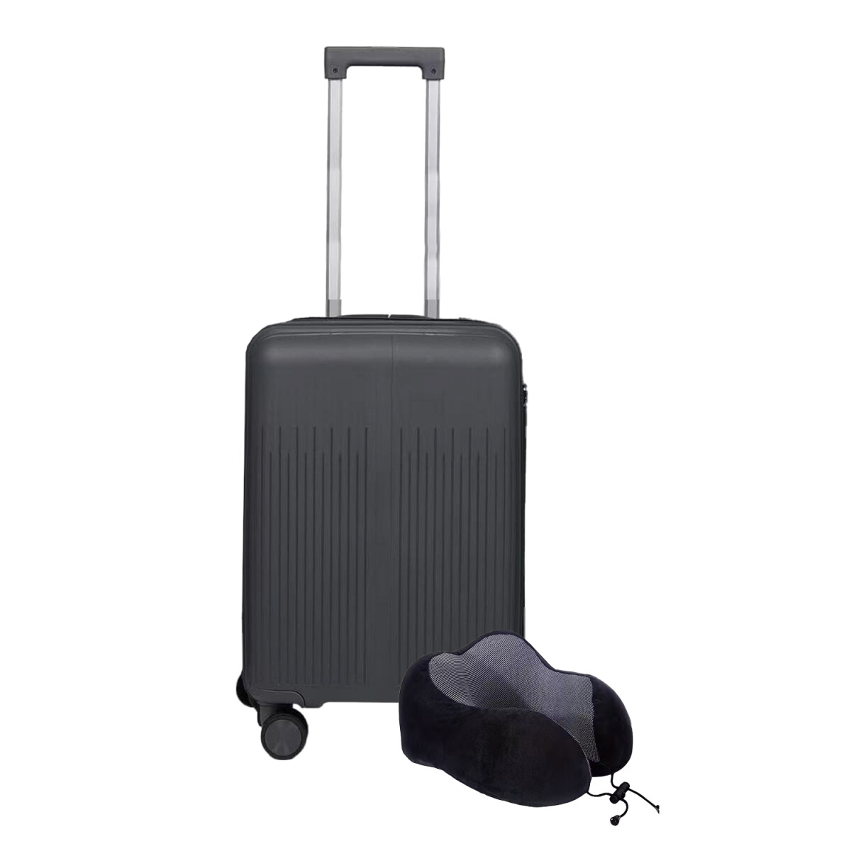 Set Valija CarryOn Rigida + Almohadón Cervical Memoria Negro - Gris Oscuro 