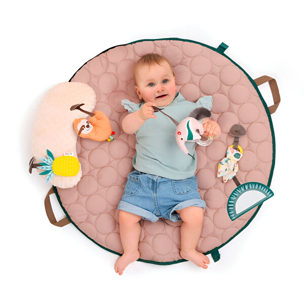 Gimnasio Actividades Alfombra Bebé Sensorial Arcos De Madera Color Rosa