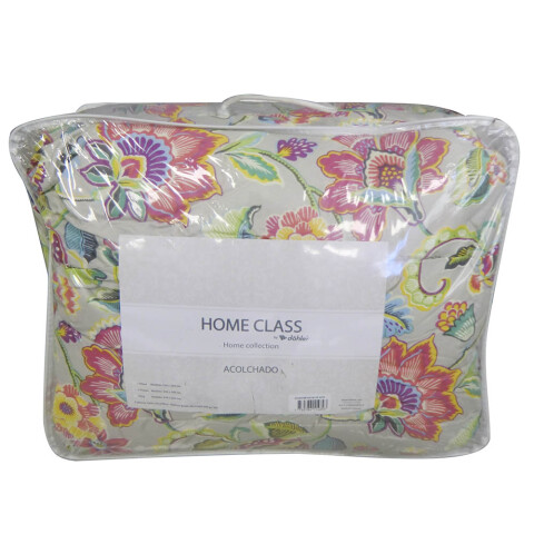 Acolchado 2 Plazas Home Class 100% Microfibra Flores