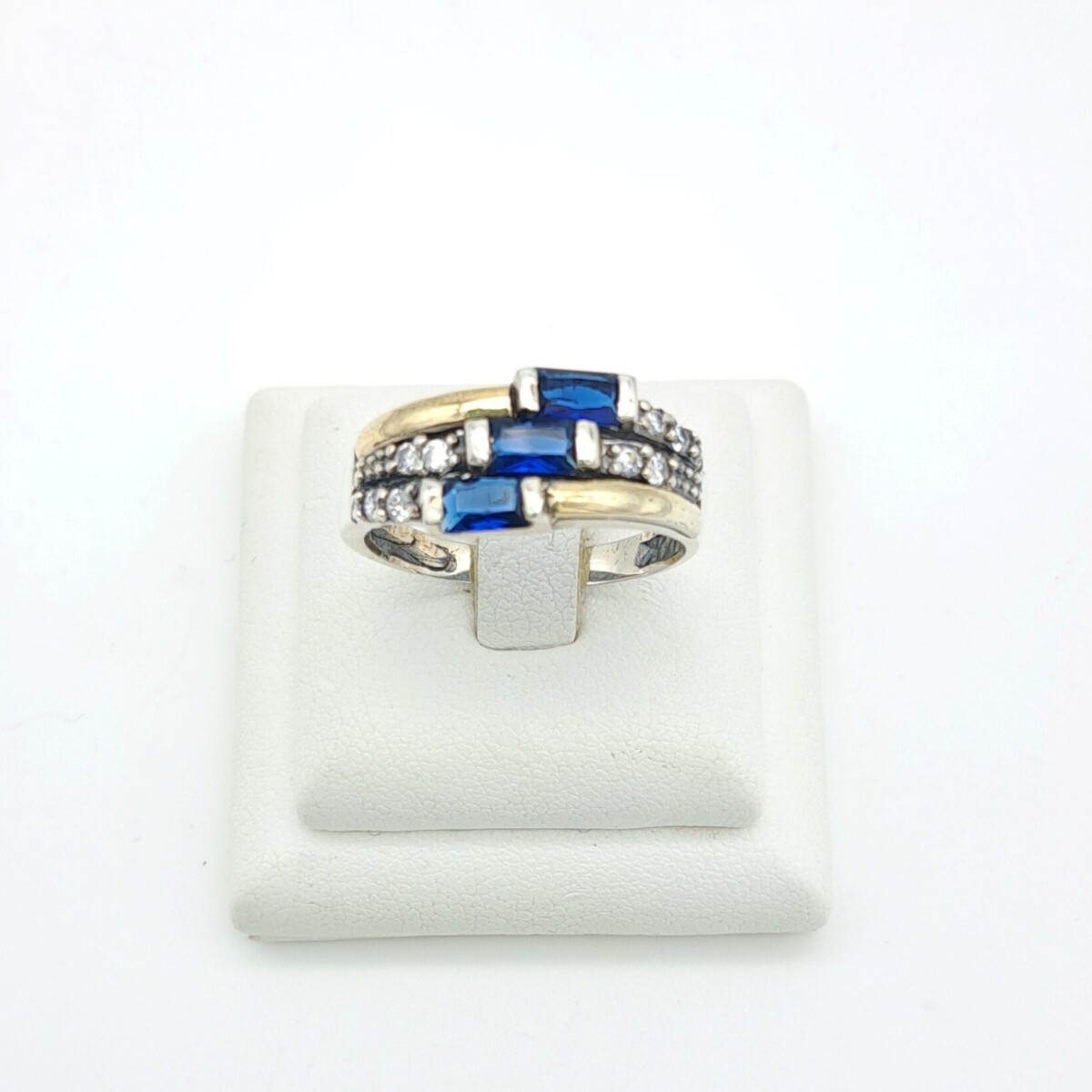 Anillo de plata 925, double en oro 18 ktes y circonias. 