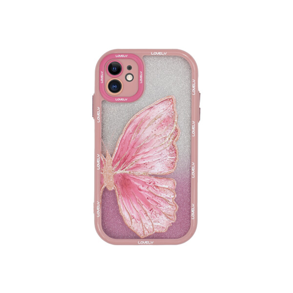 Protector para iPhone 11 brillos diseño mariposa rosa Protector Para Iphone 11 Brillos Diseño Mariposa Rosa