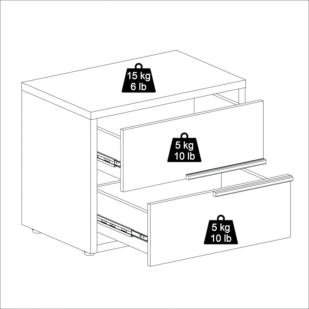 Mesa de Luz 2 cajones - Moderna Hanover Frizz