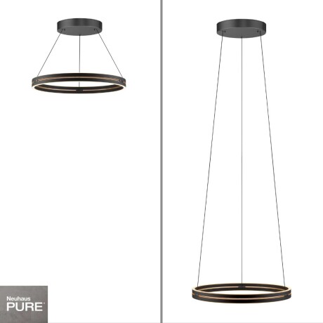 Colgante led anillo motorizado 44w 70cm a control remoto con varias funciones, Negro y madera Colgante led anillo motorizado 44w 70cm a control remoto con varias funciones, Negro y madera