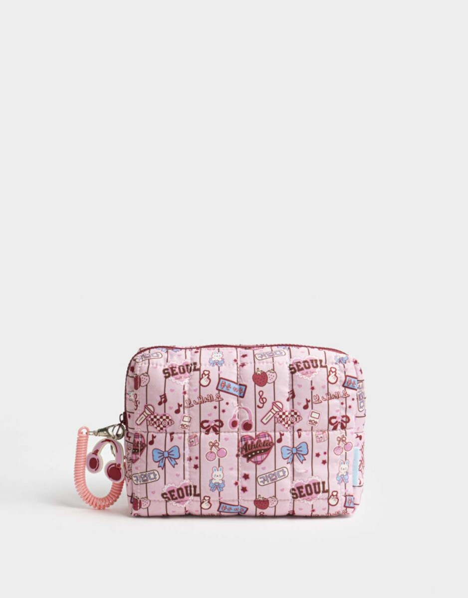 Cartuchera Estampada Puffy Con Tiracierre De Rubber - Combinacion Multicolor 