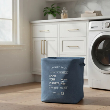 Bolso canasto con cierre y tapa de tela para Ropa Lavanderia Azul
