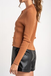 Cardigan Cuello Polo Mocha