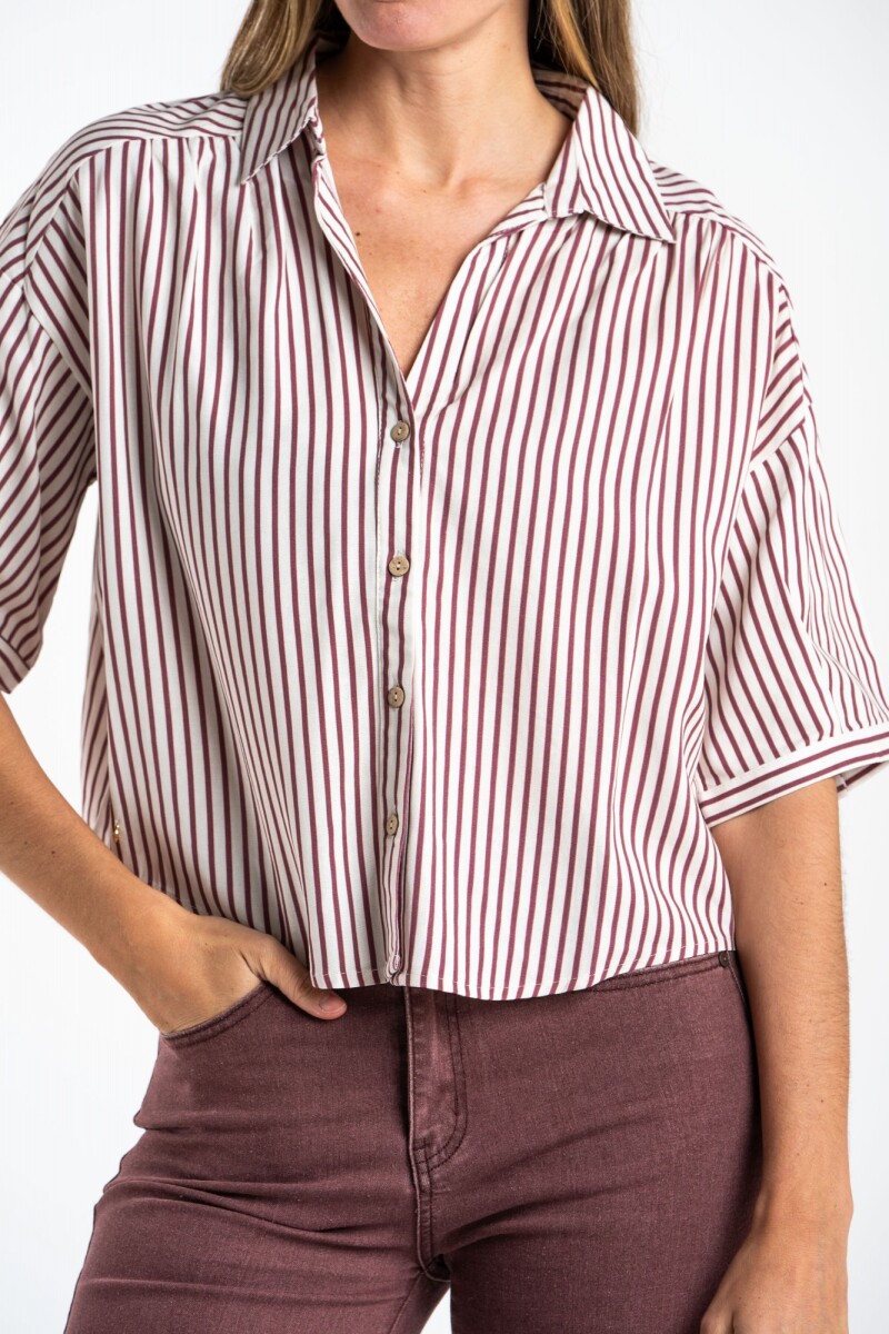 Camisa Rayada Burdeos
