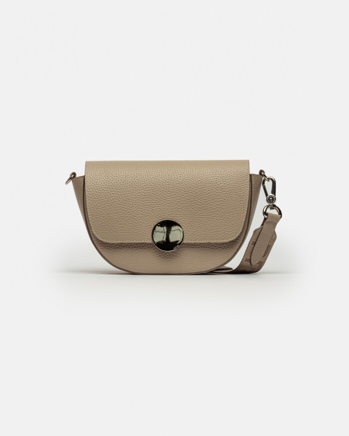 Bandolera The Circle En Cuero Graneado Taupe