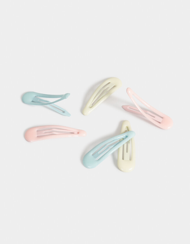 Hebillas Infantiles Set por 6 Set De Hebillas Tic Tac - Combinacion Tricolor