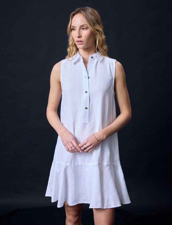 Vestido Escote Camisa BLANCO