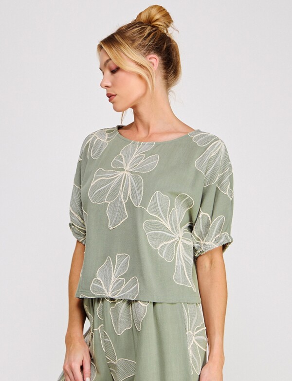 Blusa Lino Bordado VERDE