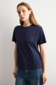 Remera flores de crochet azul marino