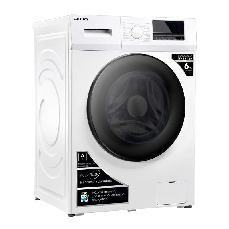 Lavarropas Automático Carga Frontal AIWA 6KG Inverter Blanco