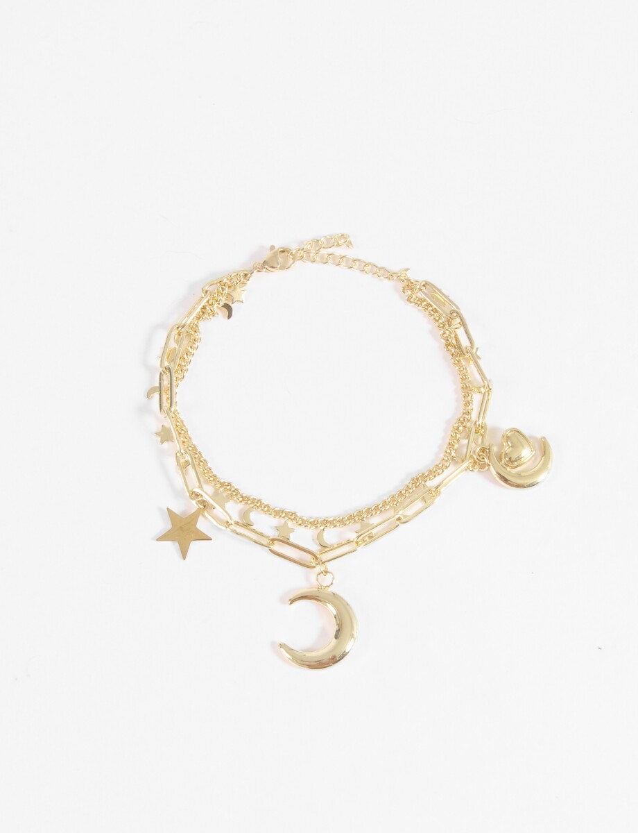Pulsera acero estrella y luna - dorado 