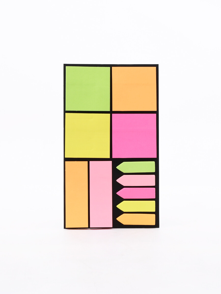 NOTAS ADHESIVAS SET VARIOS TAMAÑOS - MULTICOLOR 