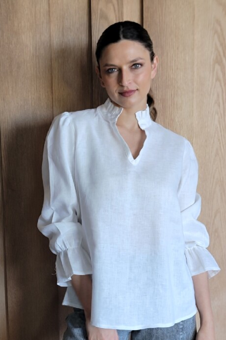 Blusa Copenhague Puro Lino Blanco