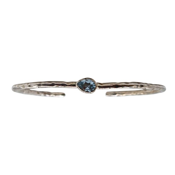Brazalete Delhi - Plata rodinada 925 - Piedra agua marina-BR2016 conpiedra