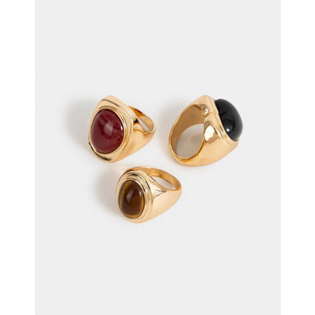 Sets Anillos Piedra Dorado