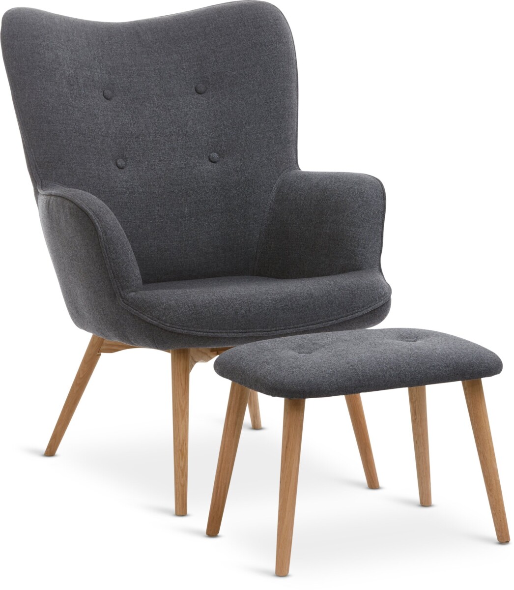 Sillón/apoya pies SKALBORG 1 cuerpo terciopelo gris 