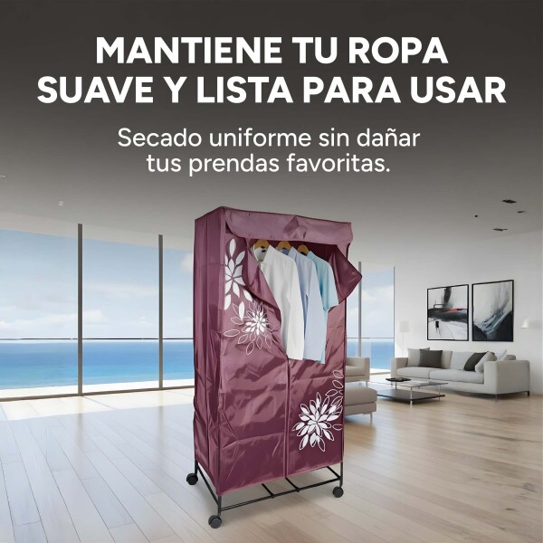 Seca Ropas De Bolsa Secador Colgar Ropa Secarropa 15kg Variante Color Bordo con Ruedas