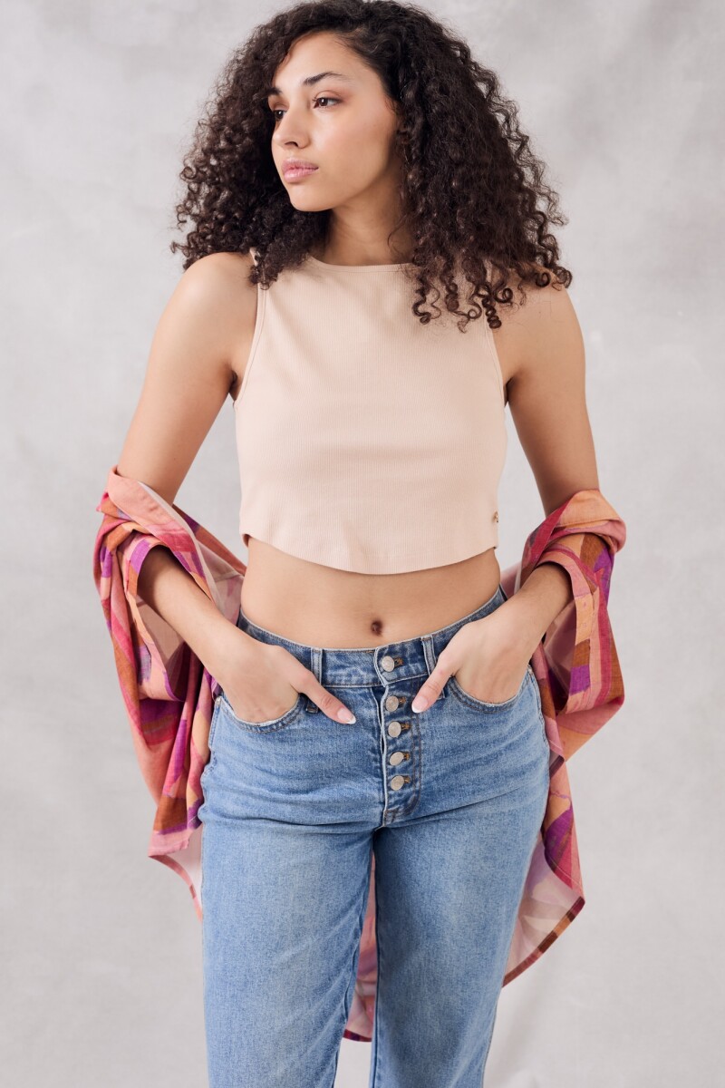 Top Algodón Ribb Rosa