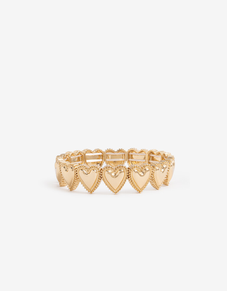 Pulseras Elásticas Metal Pulsera Elástica Corazón - Dorado