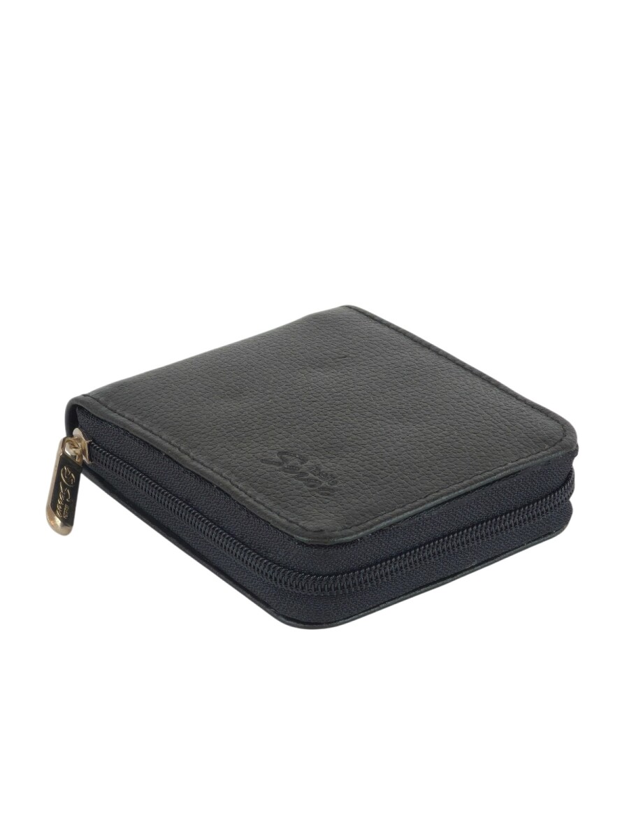 Billetera con cierre en cuero - Negro 